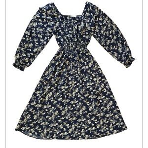 Anna-Kaci California Womems navy Fall Floral Long Sleeve Maxi Dress size small